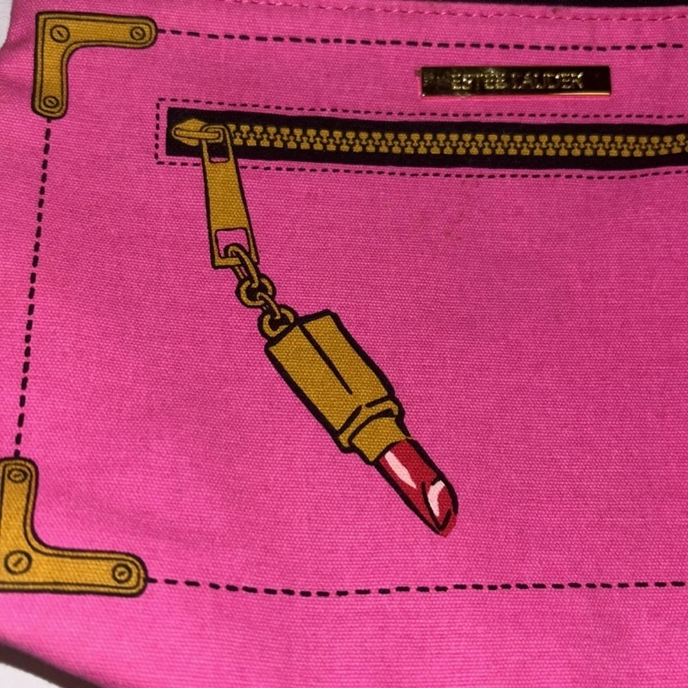 ESTEE LAUDER PINK COSMETICS BAG WITH LIPSTICK DESIGN